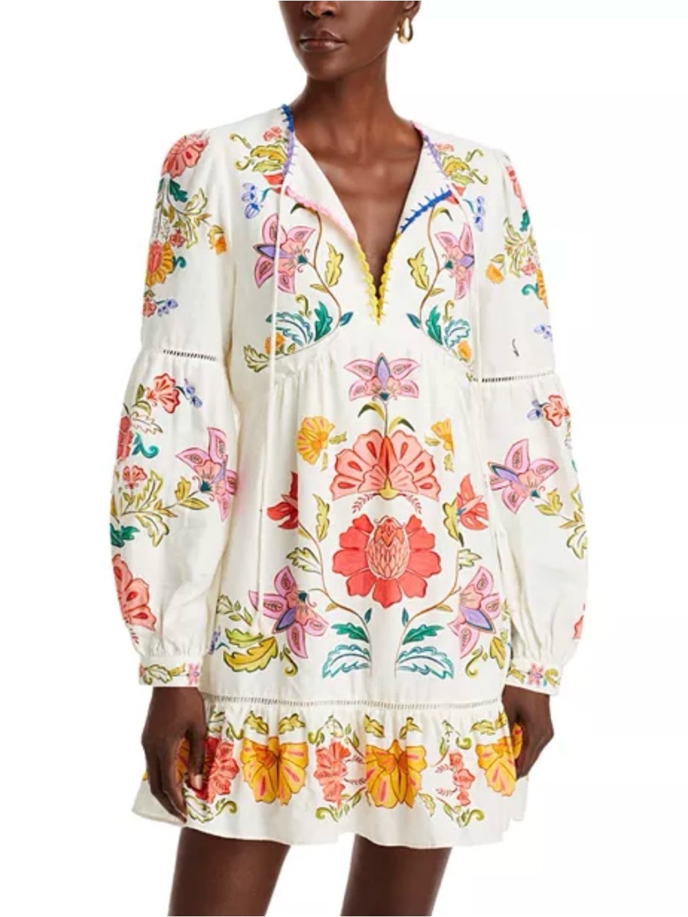 Farm Rio Ploral Insects Off White Mini Dress - Small